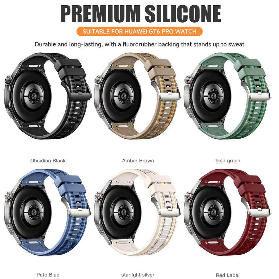 OAKCHARM Uhrenarmband Silikon Nylon, Brown, Huawei Uhr GT 6 Pro 46mm - Bild 6