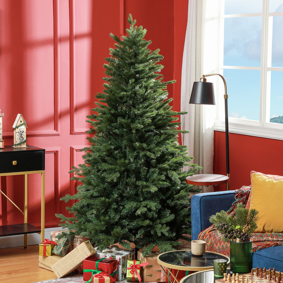 HOMCOM Weihnachtsbaum Künstlich Grün, 180 cm Christbaum mit 1821 Flammhemmenden Spitzen und Faltbarem Metallständer für Innen - Bild 2