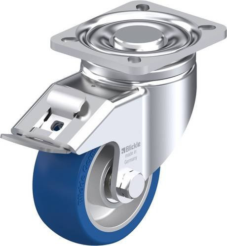 Blickle Lenkrolle LH-ALBS 100K-1-FI mit Feststeller in Silber, Rad-Durchmesser: 100 mm, Tragfähigkeit: 320 kg - Bild 1