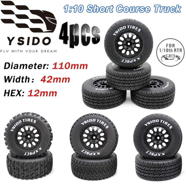 YSIDO RC Auto Upgrades Reifen, 4-teiliges Set, 1:10, Schwarz, Gummi - Bild 1