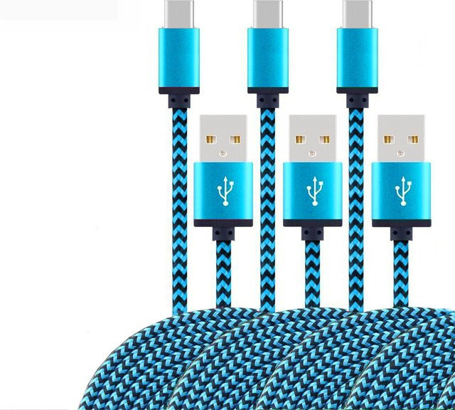 Koovesy USB Typ C Kabel Blau Geflochtenes Nylon für Schnelles Laden und Datensynchronisation für Android Smartphones - Bild 1