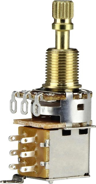 FLEOR Langschaft-Druckpotentiometer mit 18 Rillen für Gitarrenteile, Gold, 500K / 250K, 1 Stück - Bild 1