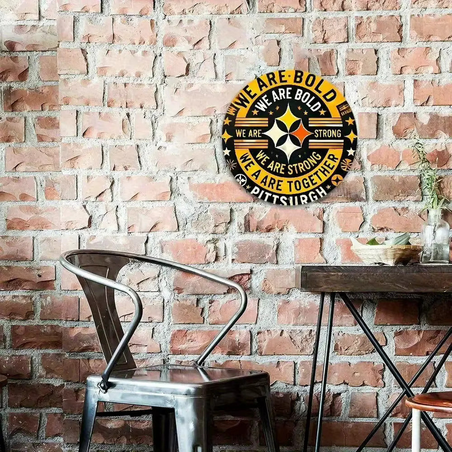 Potdemiel Metallwandkunst Pittsburgh Motiv mit Typografie Aluminiumschild Rund Durchmesser: 20,32 cm - Bild 5