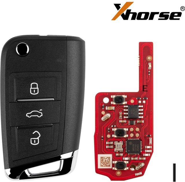 Xhorse XEDM24EN Super-Fernbedienungsschlüssel MQB-Stil mit 3 Tasten und eingebautem Super-Chip, Englische Version, Schwarz, 5er-Pack - Bild 1