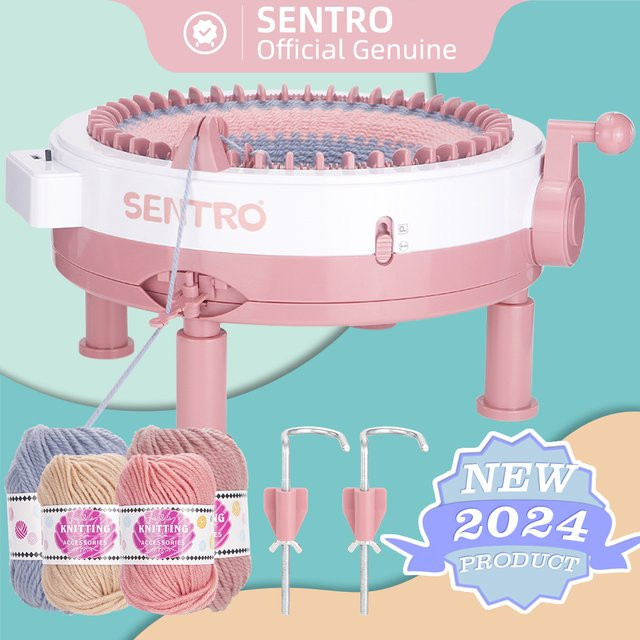 SENTRO Strickmaschine mit 48 Nadeln und Reihenzähler in Pink für Anfänger zum Stricken und Häkeln - Bild 1