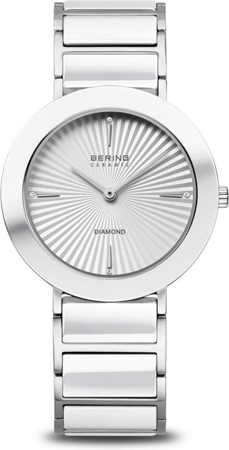 Bering Damenuhr, Quarz, Keramik, Edelstahl, Diamant, 35 mm, Weiß - Bild 1