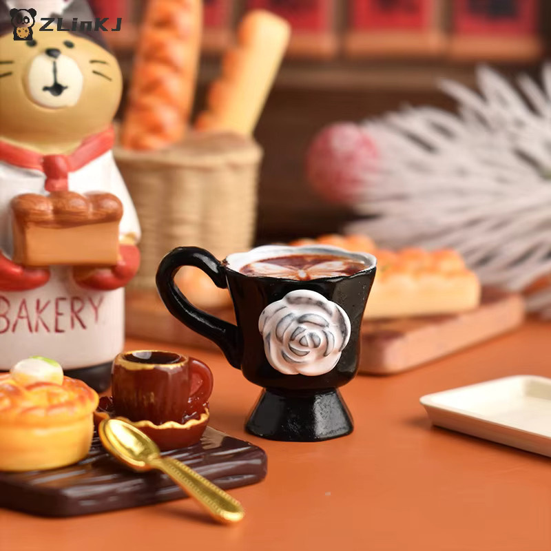 MYPANDA Miniatur Puppenhaus Rose Kaffee Tasse Getränke Küche Lebensmittel, 3-teiliges Set, Zubehör - Bild 4