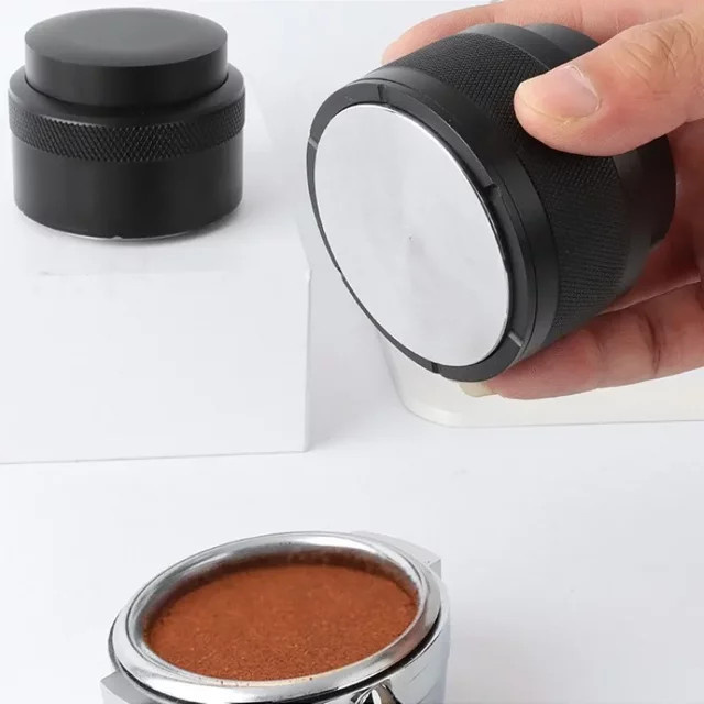 JUSTINLAU Edelstahl Federbelasteter Kaffee-Tamper mit Ausgeglichenem Flachboden für 51mm, 53mm und 58mm in Silber und Schwarz - Bild 1