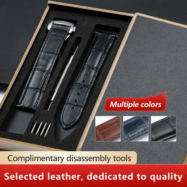 Uhrenarmband Kalbsleder, Schwarz, Faltschließe, Unisex - Bild 1