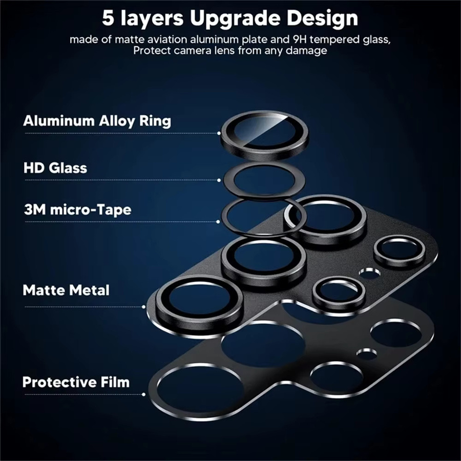 Metall-Kameraobjektivschutzglas für Samsung Galaxy S26 Ultra 5G S25 S24 S23 S22 Plus in Schwarz mit vollständiger Abdeckung - Bild 3