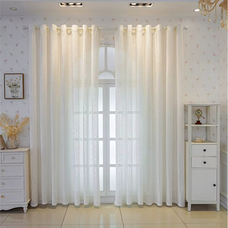 CENTURyMiG Vintage Orientalischer Vorhang mit Charaktermuster in Weiß, Transparent, Breite: 100 cm, Höhe: 200 cm - Bild 1
