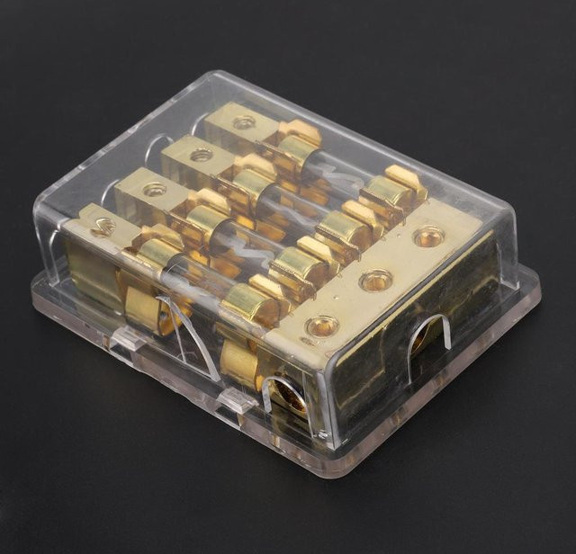 Fishine Sicherungshalter Box Block für Auto Stereo Audio 12V 60A mit 1 Eingang und 4 Ausgängen in Beige und Transparent - Bild 1