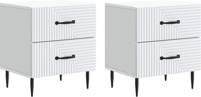 vidaXL Nachttisch Set 2 Stück Weiß im Vintage-Design B/T/H: 43 x 34,5 x 47,5 cm - Bild 1