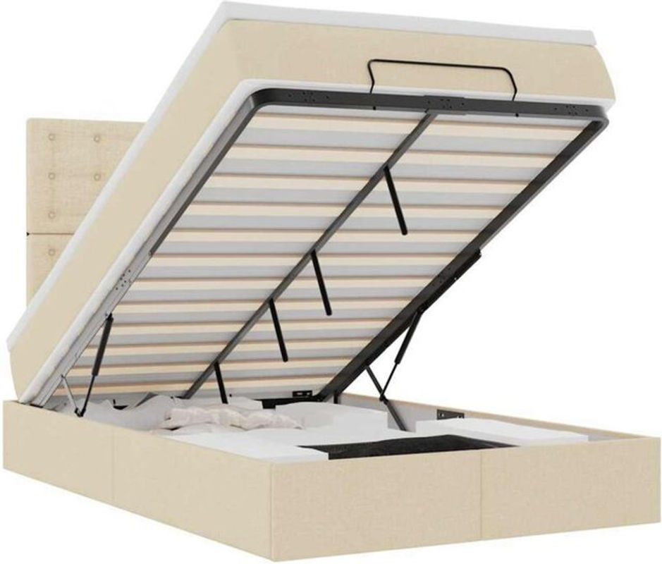 vidaxl Polsterbett Ottoman mit Matratze aus Stoff in Creme, B/T: 120 x 200 cm - Bild 1