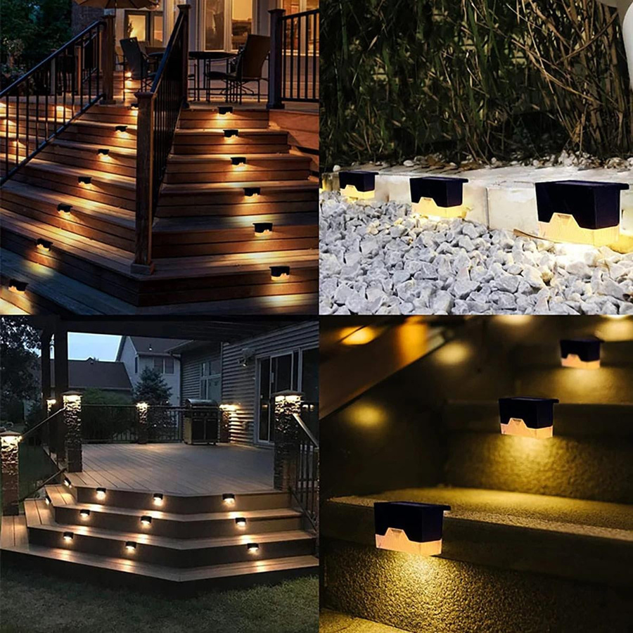 SHIJIN Light 16er Set Solar-LED-Außenleuchten in Schwarz mit buntem RGB-Licht, wasserdichte Solar-Treppenleuchten für Garten und Weg - Bild 6
