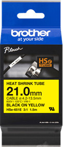 Brother HSE-651E Schrumpfschlauch-Band Schwarz auf Gelb, Breite: 2,1 cm, Länge: 1,5 m - Bild 1