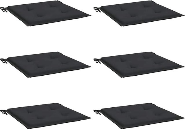 6er Set vidaXL Gartenstuhl-Kissen aus wasserabweisendem Oxford-Gewebe in Schwarz, B/T/H: 40 x 40 x 3 cm - Bild 1