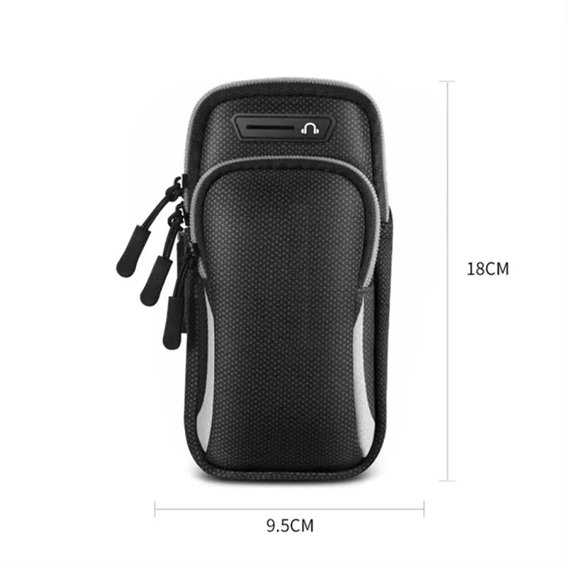VIKEFON Handy Halter Tasche aus PU Leder mit Armband und Laufstasche für Kopfhörer in Pink oder Schwarz - Bild 3