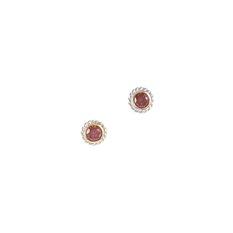 Ohrstecker 925 Silber, teilvergoldet, Zirkonia, rot, Damen - Bild 1