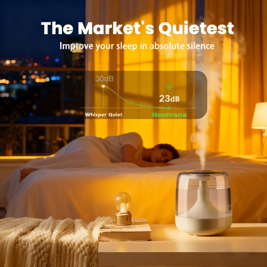 TENGKESi Mini-Luftbefeuchter und Aroma Diffuser in Schwarz mit Duftfach für Schlafzimmer und Büro - Bild 3