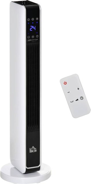 HOMCOM Keramik-Heizlüfter mit Fernbedienung und Timer in Silber, Weiß und Schwarz, 2200 W, B/T/H: 21 x 21 x 73 cm - Bild 1