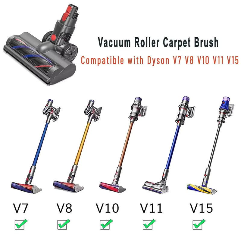 Dyson Ersatz Rollenbürstenkopf mit LED-Scheinwerfer und Schnellverschluss in Grau für V7 V8 V10 V11 V15 Akku-Staubsauger - Bild 3