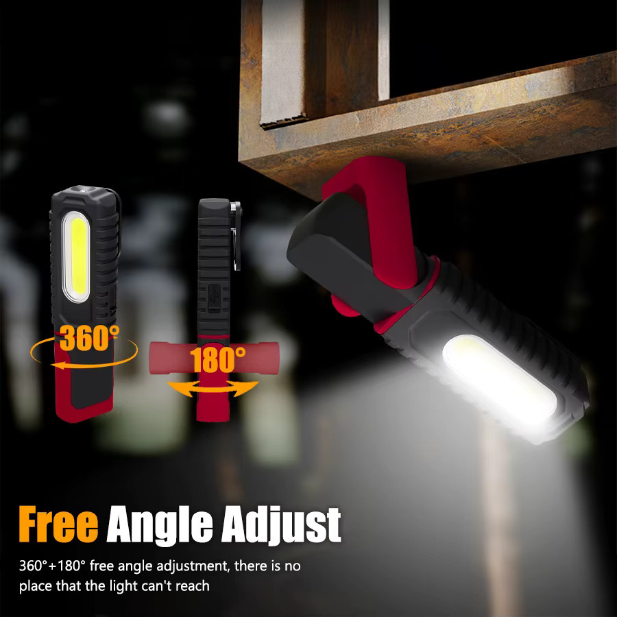 KDULIT Wiederaufladbare LED Camping-Taschenlampe in Schwarz mit COB-Flutlicht, Magnethaken und wasserdichter Arbeitsleuchte für Outdoor und Notfälle - Bild 3