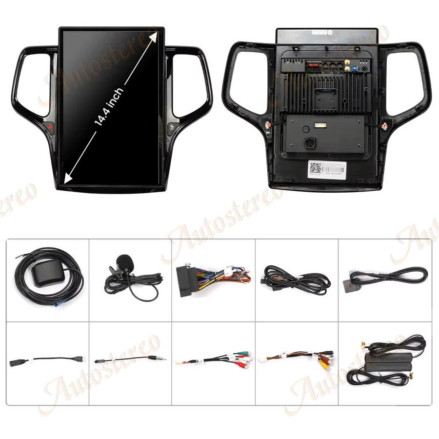 ZWNAV Android Multimedia Player im Tesla Stil für Jeep Grand Cherokee 2010-2021 mit 14,4 Zoll Display, GPS Navigation, 128 GB Speicher, Schwarz/Gold - Bild 4