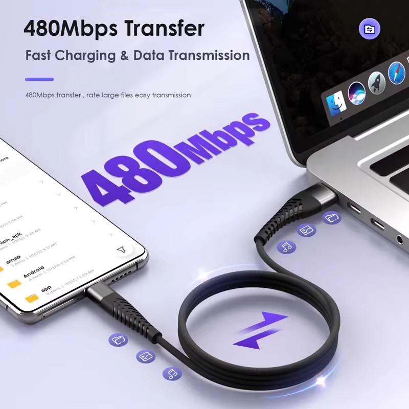 USB auf Typ C Datenkabel 100 W 7 A Schnellladekabel für Smart-Geräte Schwarz - Bild 4