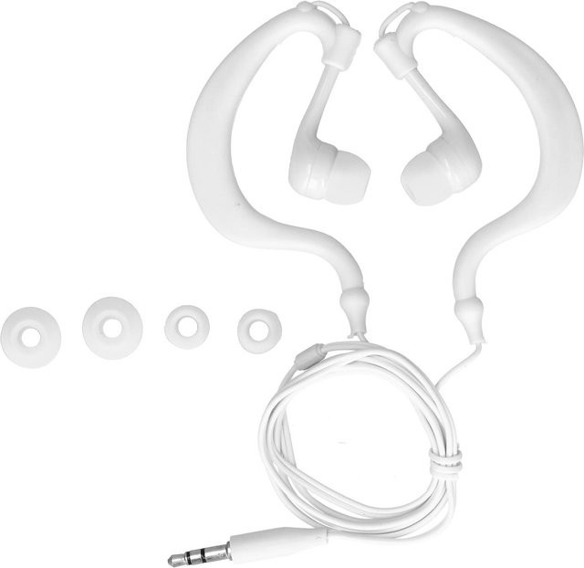 Igeteck Schwimmkopfhörer In-Ear mit 3,5-mm-Stecker und Ersatz-Ohrstöpseln, wasserdicht, Weiß - Bild 1