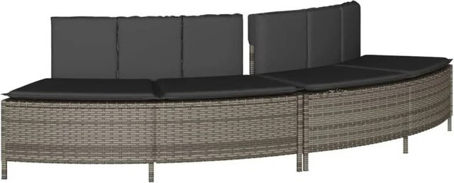 vidaXL Whirlpool-Bänke mit Auflagen, 2er-Set, Grau, PE-Rattan und pulverbeschichteter Stahl - Bild 1
