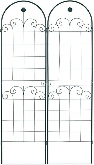 Relaxdays Rankgitter 2er Set aus Eisen in Dunkelgrün mit geschwungenen Ornamenten im Landhausstil, Höhe: 180 cm, Breite: 50 cm, Tiefe: 1,5 cm - Bild 1