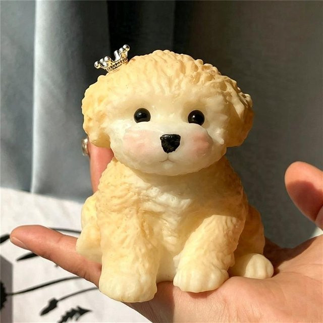 Kawaii Bullterrier Teddyhund Quetschspielzeug, Flauschiges TPR Knetbar, Realistischer Welpe - Bild 1