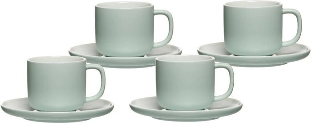 Ritzenhoff & Breker Jasper Kaffeetassen mit Untertassen 4er Set Green aus Keramik 240 ml - Bild 1