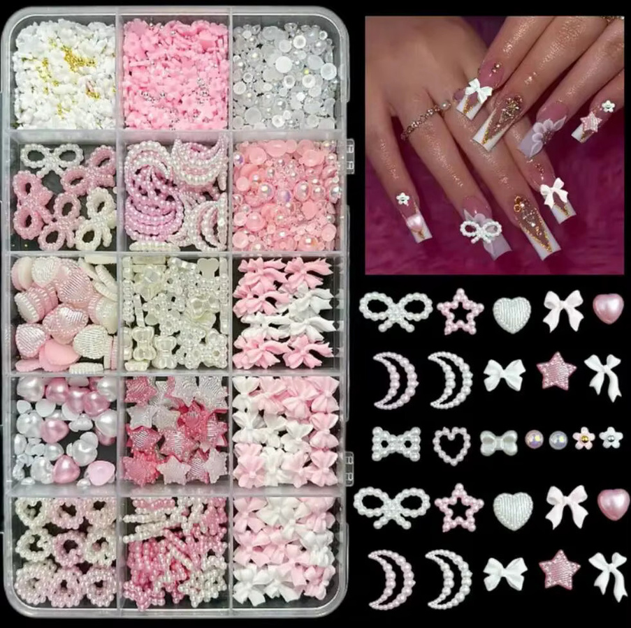 MAFANAILS Nagel Charms Perle Schleife Stern Mond, Glänzend - Bild 3