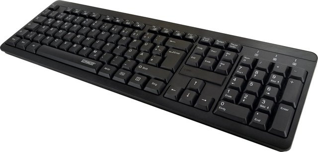 Schwaiger kabellose PC Tastatur QWERTZ in Schwarz mit USB-A Anschluss - Bild 1