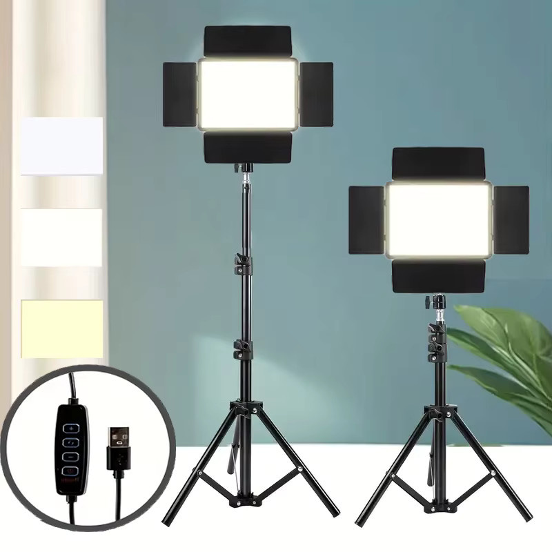 Quadratisches 9-Zoll LED-Ringlicht für Video und Fotografie mit 43-Zoll Stativ, USB-Stromversorgung, 3 einstellbaren Lichtfarben und 4-Blatt-Diffusor in Schwarz - Bild 5