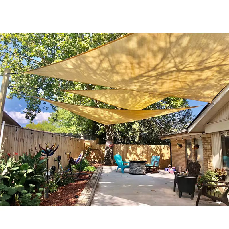 Shade&Beyond Sonnensegel Dreieck Gelb aus HDPE-Mesh für Terrasse und Garten - Bild 5