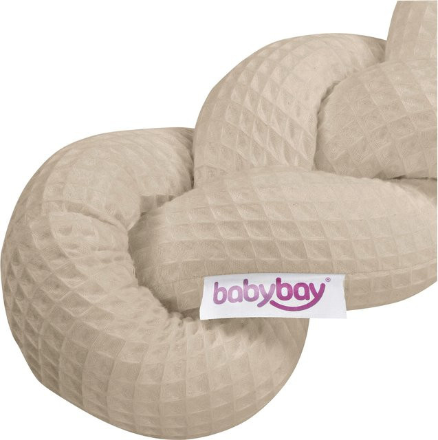 Babybay Nestchenschlange Waffelpiqué geflochten aus Baumwolle, Beige, Länge: 180 cm - Bild 1