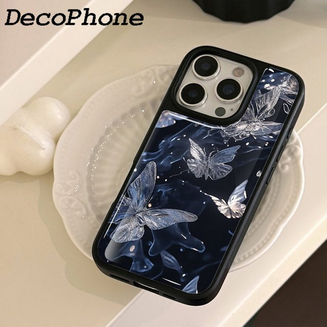 DecoPhone Sturzresistente iPhone Handyhülle mit galvanisiertem Schmetterlings-Epoxy-Design für iPhone 11 bis iPhone 16 Pro Max AIR PLUS - Bild 1