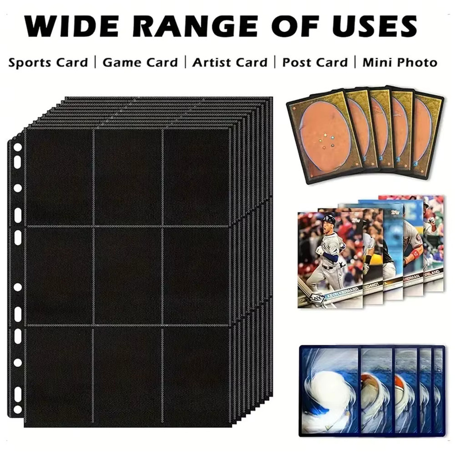 10er-Pack A4 Sammelkarten-Ordner in Schwarz mit 9 Taschen für 180 Spielkarten - Bild 3