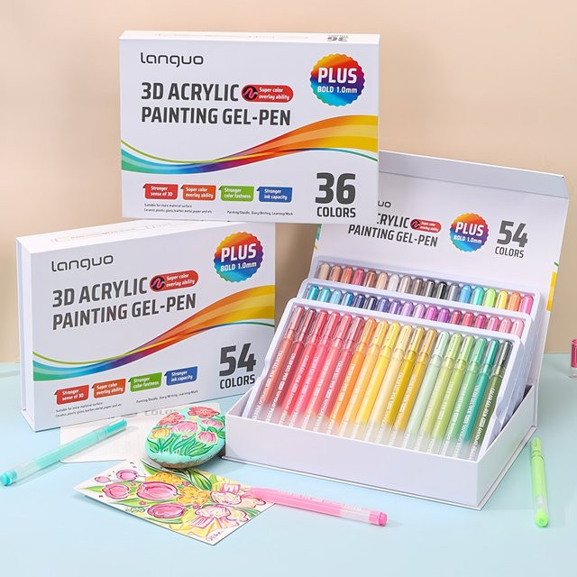 Blue Fruit 3D Acryl-Malstift-Set mit 54 Farben in Multicolour, feine Druckstifte mit Federmechanismus und hoher Deckkraft für verschiedene Materialien - Bild 1