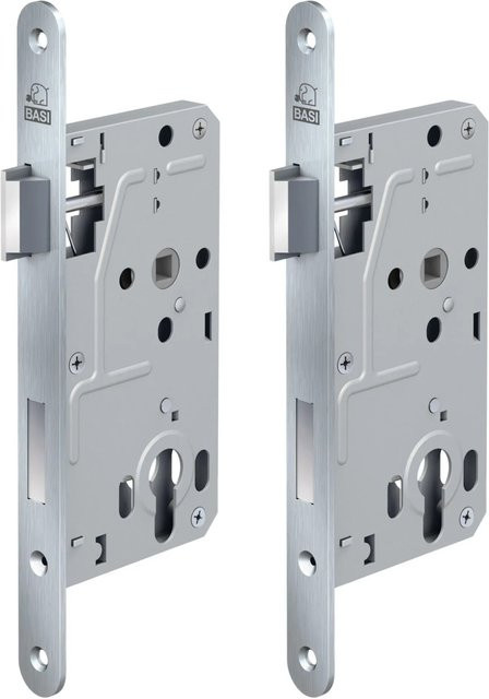 BASI Zimmertürschloss ES 928 PZW DIN Links Rundstulp 20 mm Edelstahl Silber 2er Set - Bild 1