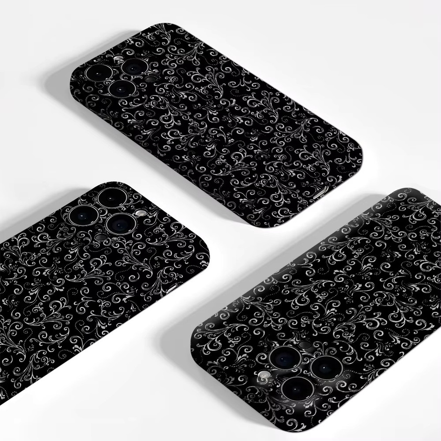 Potdemiel Robuste Handyhülle mit Blumenmuster in Schwarz für iPhone 17 16 15 14 13 Pro Max Plus mit Magnetfunktion - Bild 3