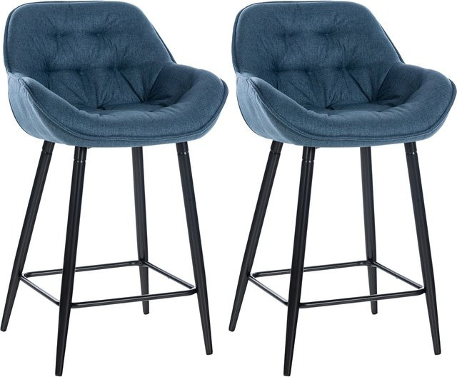 CLP 2er Set Barhocker Gibson gepolsterte Tresenstühle mit Fußstütze in modernem Design aus Stoff - Bild 1