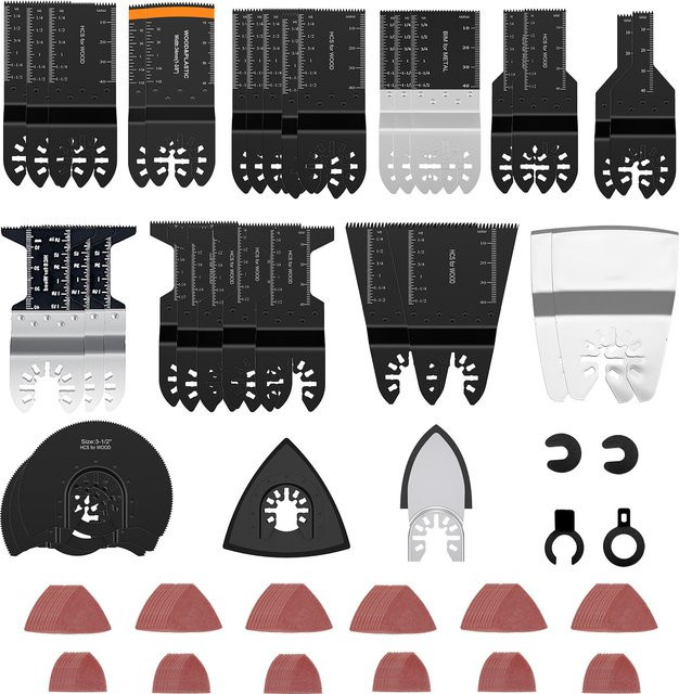 Hands DIY Multi-Tool Zubehör Set mit 56 bis 154 Stück: Universelle oszillierende Sägeblätter und Schleifpads zum Schneiden von Metall, Holz und Kunststoff - Bild 1