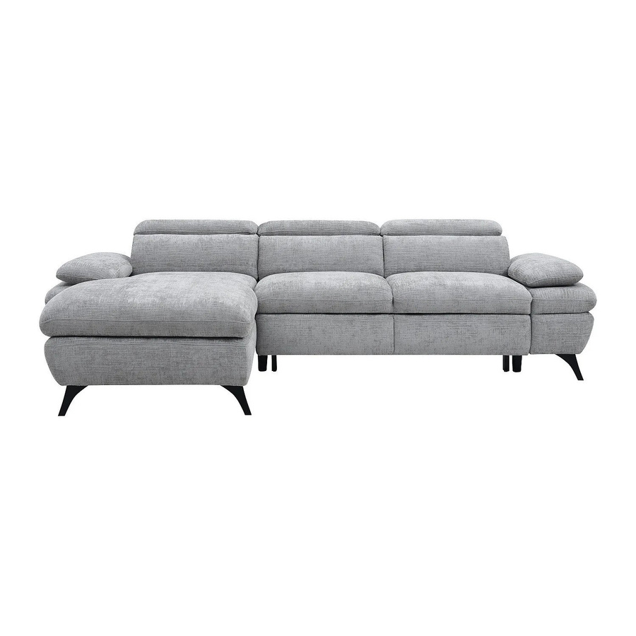 Vente-unique Schlafsofa Surdeli in Grau mit L-Form und Ausziehfunktion - Bild 2