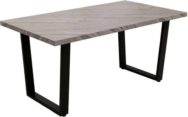 MCW Esszimmertisch O61 im Industrial Design mit Marmor-Optik Grau, B/T/H: 160 x 90 x 75 cm - Bild 2