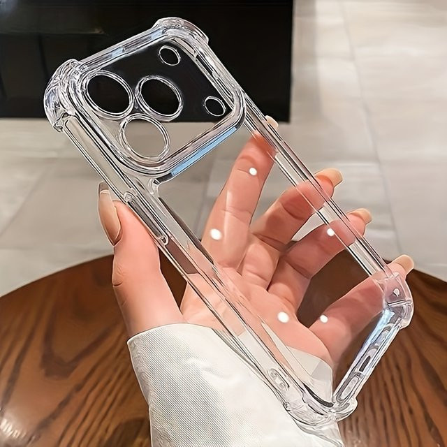 Stoßfeste Silikon-Schutzhülle für Apple iPhone 11 12 13 14 15 16 17 Pro Max in Transparent - Bild 1