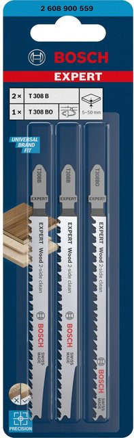 Bosch Expert Stichsägeblatt-Set Wood 2-side clean für Holz, 3-teilig, Farbe Silber - Bild 2